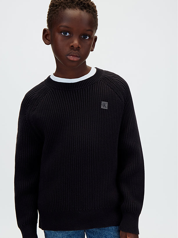 Maglione a Coste Raglan Black