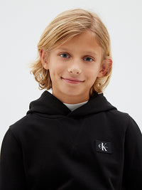 Felpa con Cappuccio e Logo Badge Black