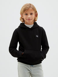 Felpa con Cappuccio e Logo Badge Black