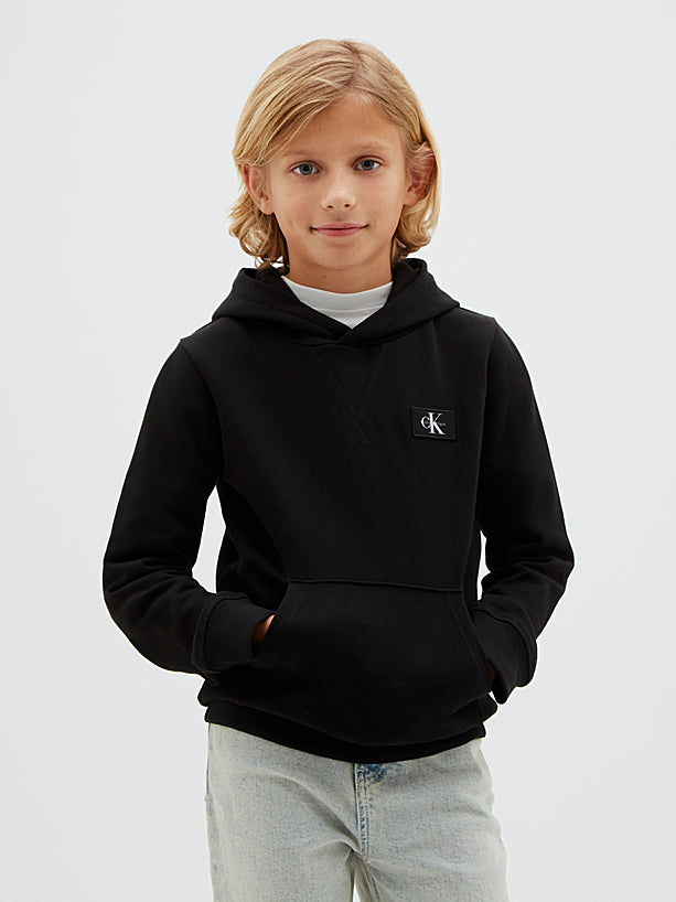 Felpa con Cappuccio e Logo Badge Black