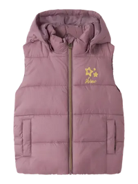 Gilet Imbottito Con Cappuccio Rosa Antico