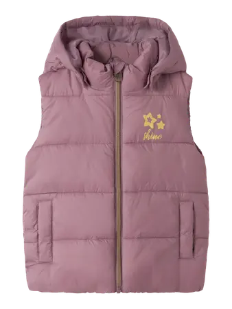 Gilet Imbottito Con Cappuccio Rosa Antico