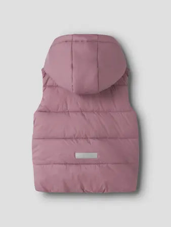 Gilet Imbottito Con Cappuccio Rosa Antico