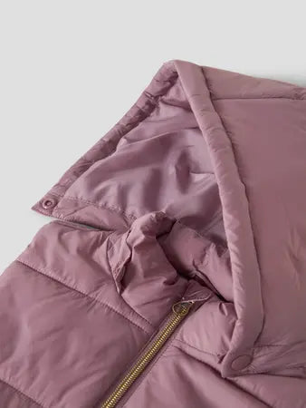 Gilet Imbottito Con Cappuccio Rosa Antico