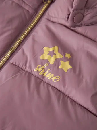 Gilet Imbottito Con Cappuccio Rosa Antico