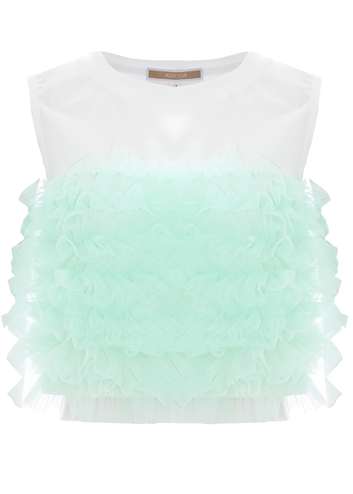 T-Shirt Elegante Panna Con Tulle