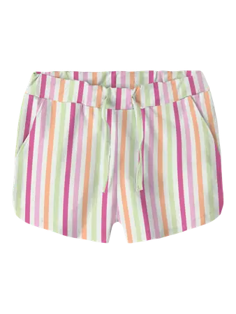 Shorts Bambina Rosa Con Righe Multicolor