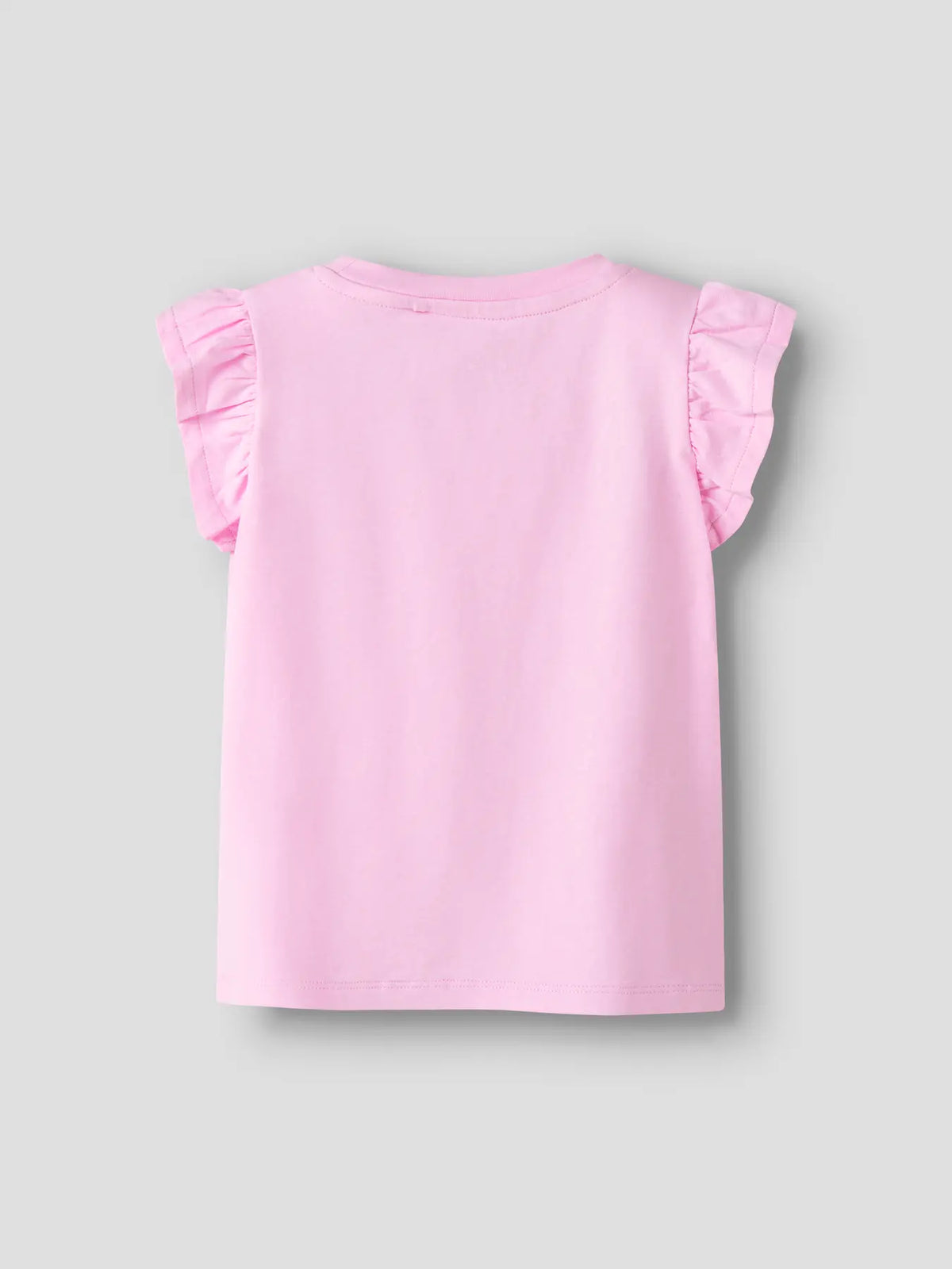T-Shirt Bimba Rosa Con Volant E Stampa