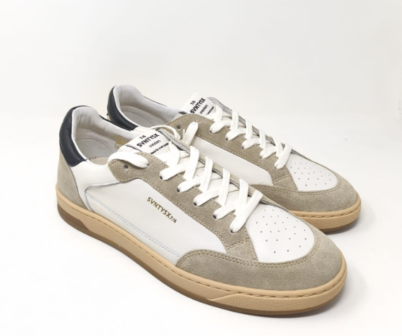 Sneakers Uomo in Pelle Bianco Nero
