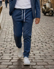 Pantaloni Jogger In Punto Milano Blu