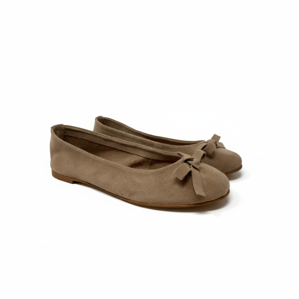 Ballerina In Suede Beige Da Donna