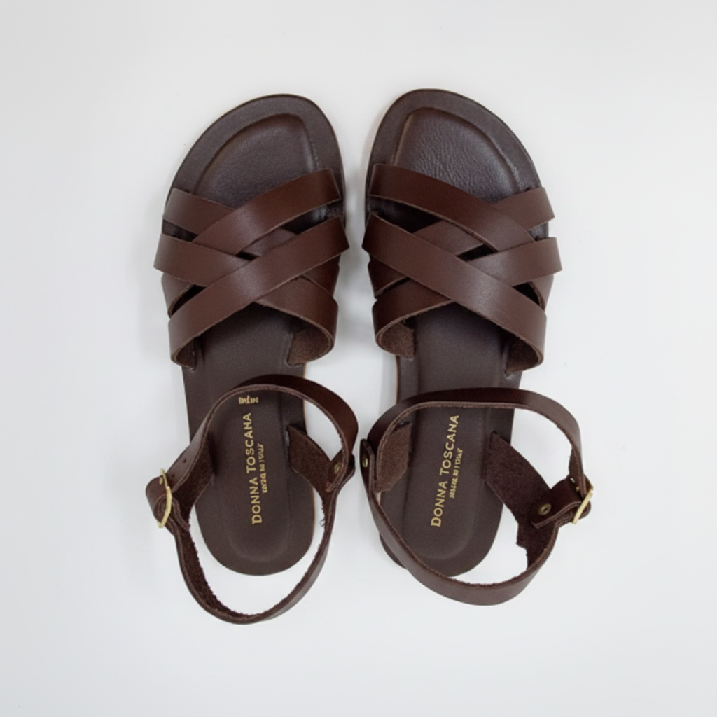 Sandalo Basso Marrone Con Fascette