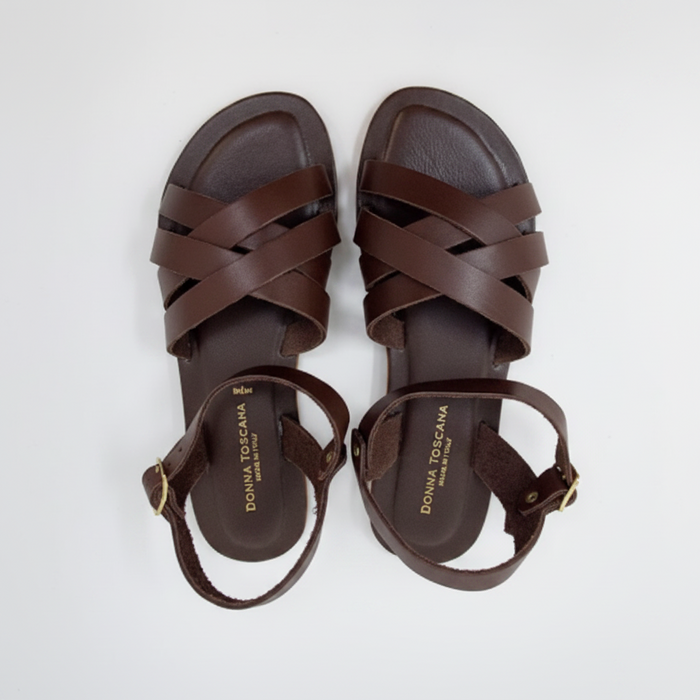 Sandalo Basso Marrone Con Fascette