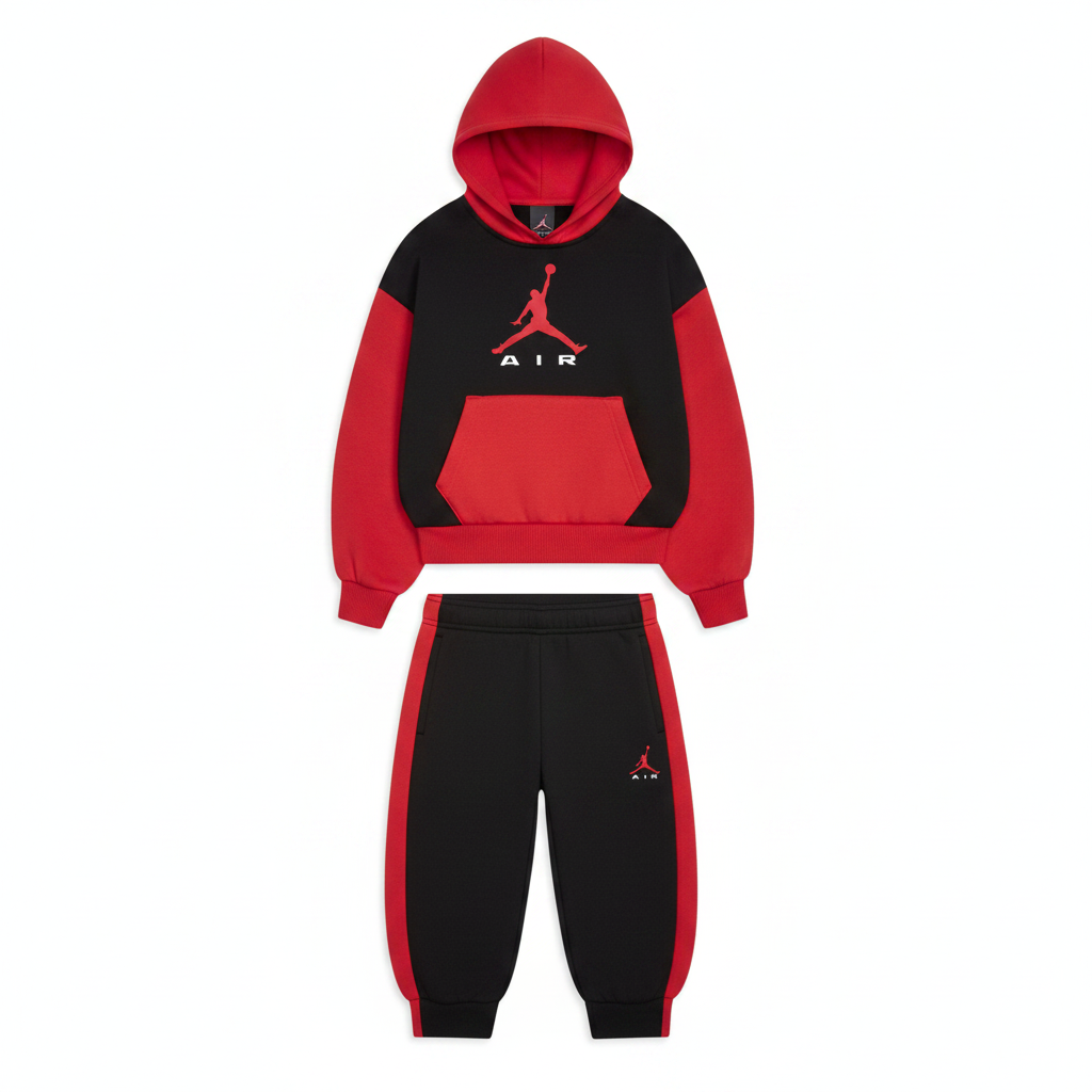 Tuta 2 Pezzi Da Bambino Jordan Nero E Rosso