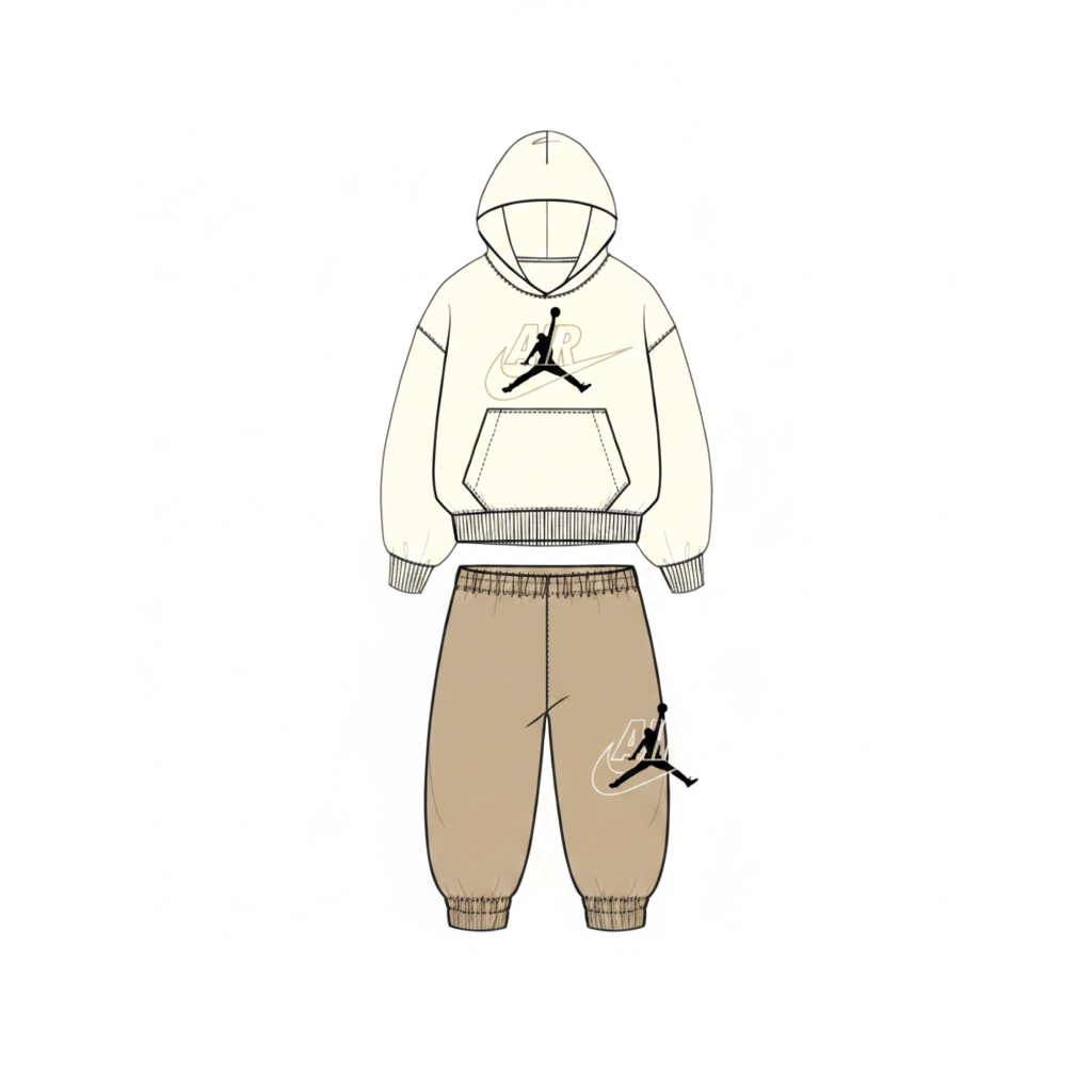 Tuta 2 Pezzi Da Bambino Jordan Beige E Panna