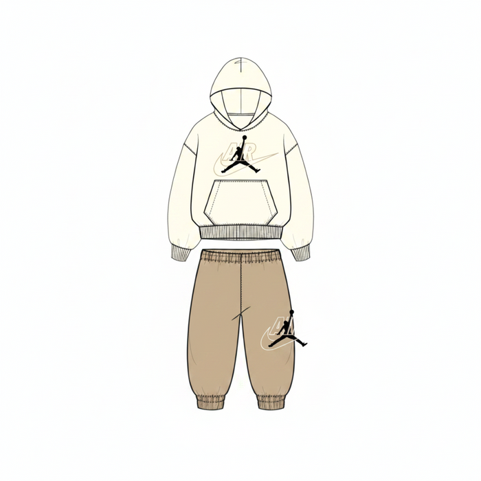Tuta 2 Pezzi Da Bambino Jordan Beige E Panna