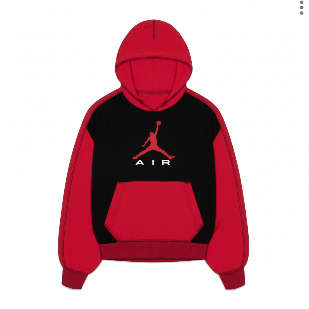 Felpa Con Cappuccio Da Bambino Jordan Nero Rosso