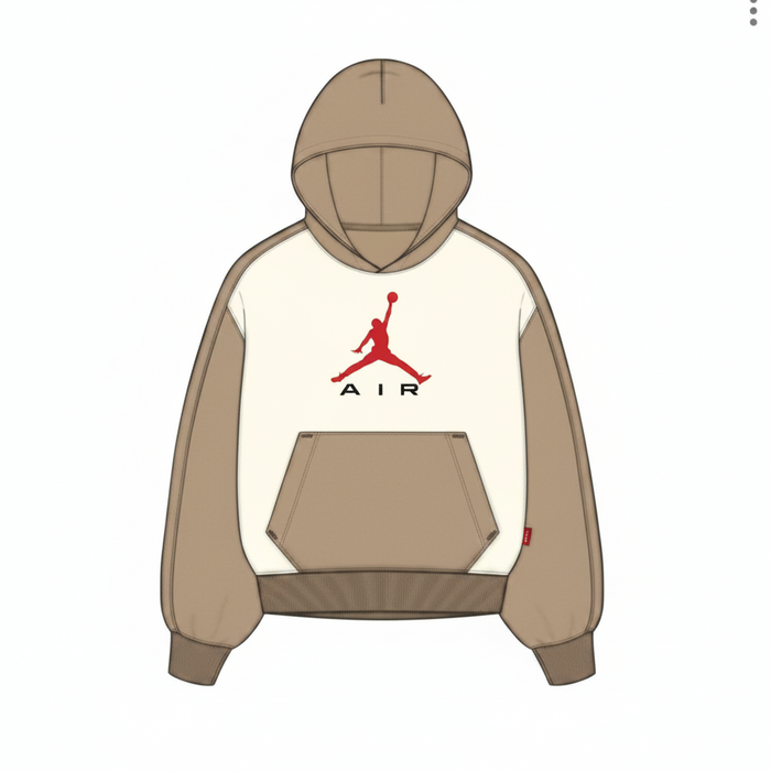 Felpa Con Cappuccio Jordan Bicolore Beige Panna