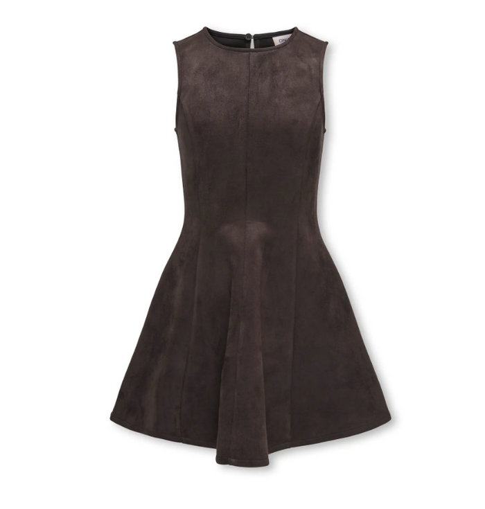 Vestito Svasato Effetto Suede Da Ragazza