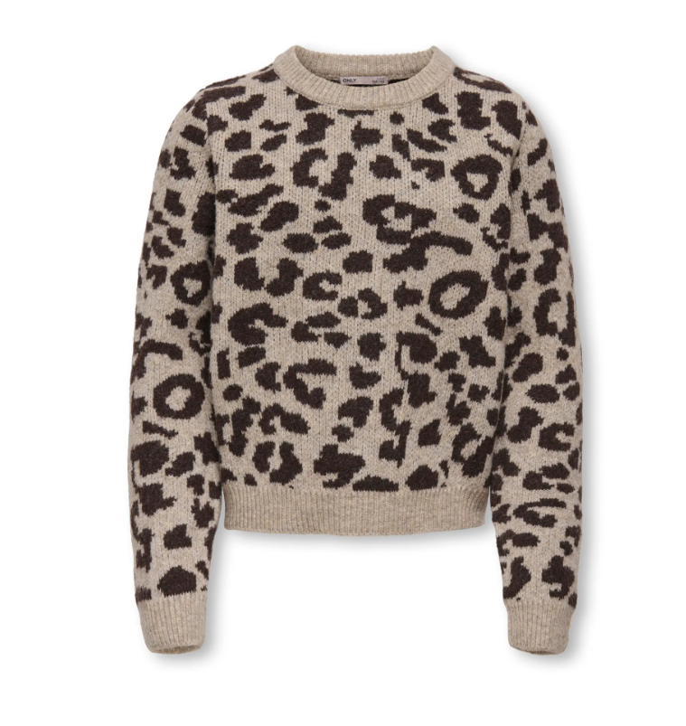 Pullover Girocollo Da Ragazza Fantasia Leopardata