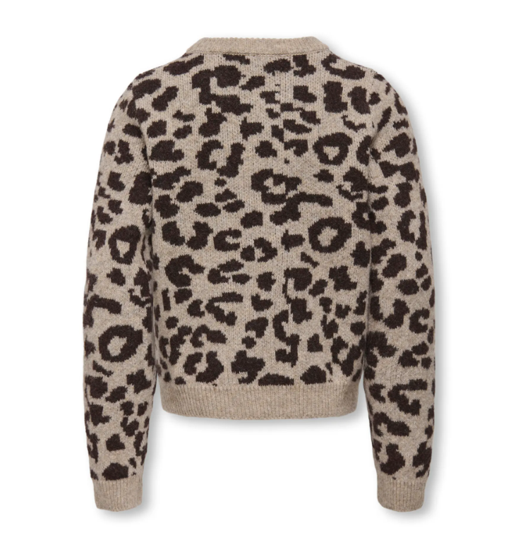 Pullover Girocollo Da Ragazza Fantasia Leopardata