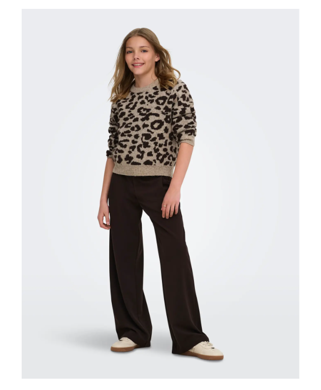 Pullover Girocollo Da Ragazza Fantasia Leopardata