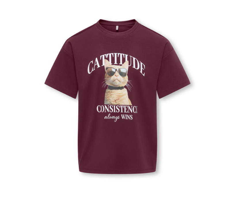 T-Shirt Ragazza Con Stampa Cagnolino Bordeaux