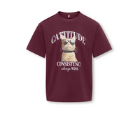 T-Shirt Ragazza Con Stampa Cagnolino Bordeaux
