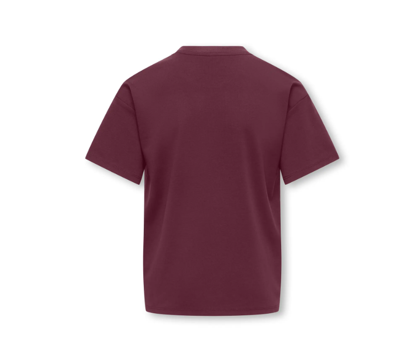 T-Shirt Ragazza Con Stampa Cagnolino Bordeaux