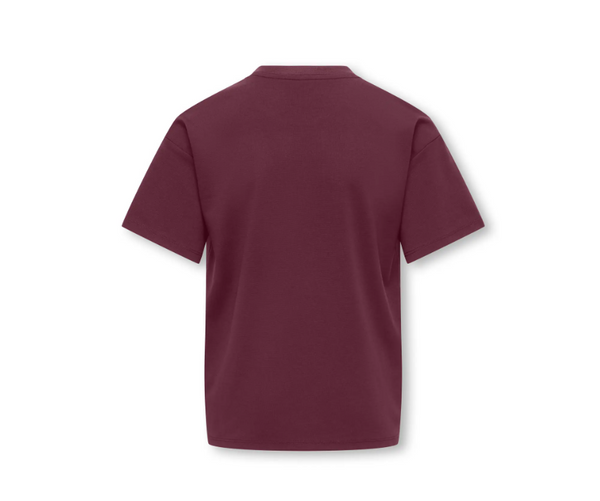 T-Shirt Ragazza Con Stampa Cagnolino Bordeaux