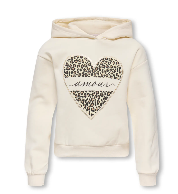 Felpa Con Cappuccio E Cuore Offwhite