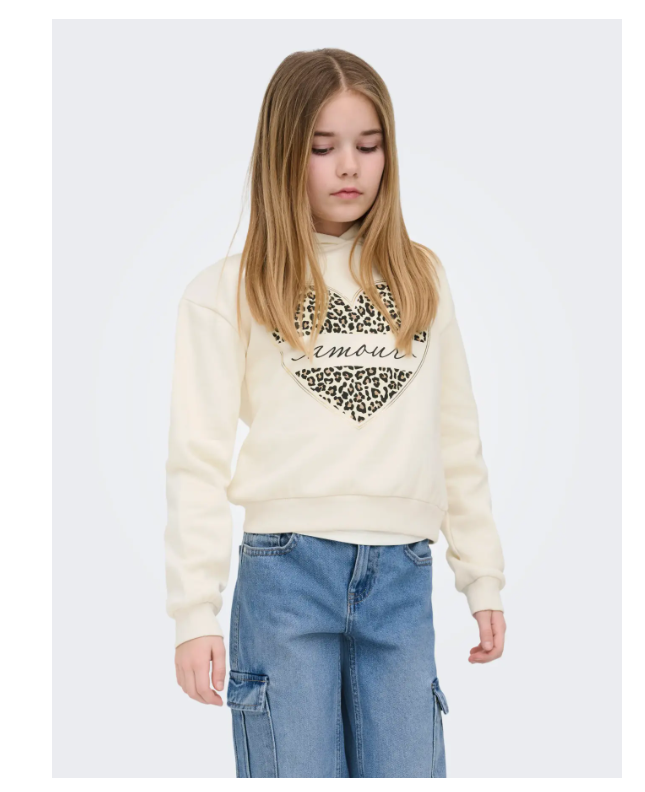 Felpa Con Cappuccio E Cuore Offwhite