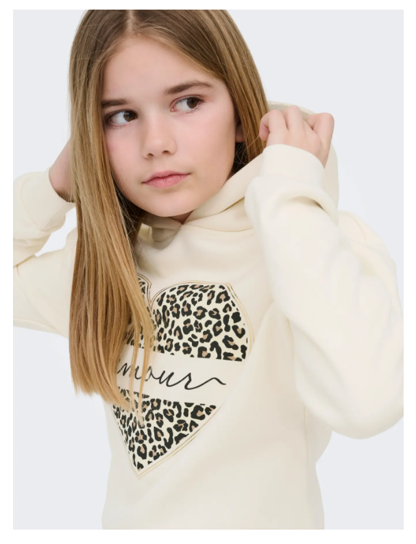 Felpa Con Cappuccio E Cuore Offwhite