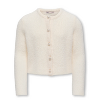 Cardigan Corto Effetto Peluche Con Bottoni Gioiello