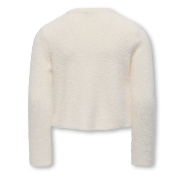 Cardigan Corto Effetto Peluche Con Bottoni Gioiello