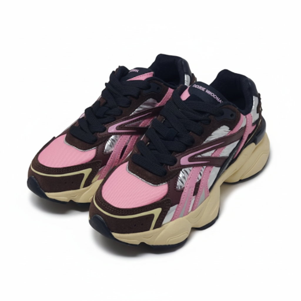 Sneaker Urban Marrone Con Dettagli Rosa