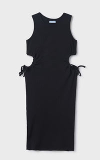 Vestito Midi Costine Nero