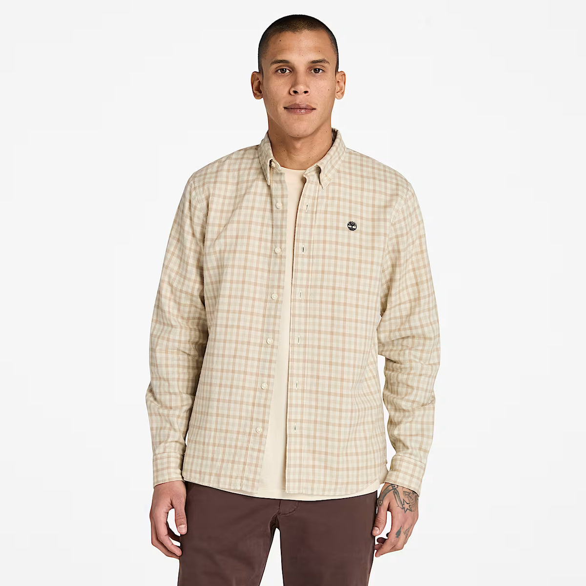 Camicia A Quadretti Solucell Da Uomo In Beige