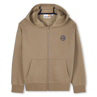Felpa Cappuccio Con Zip Kaki