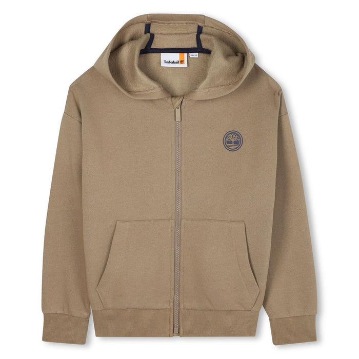 Felpa Cappuccio Con Zip Kaki