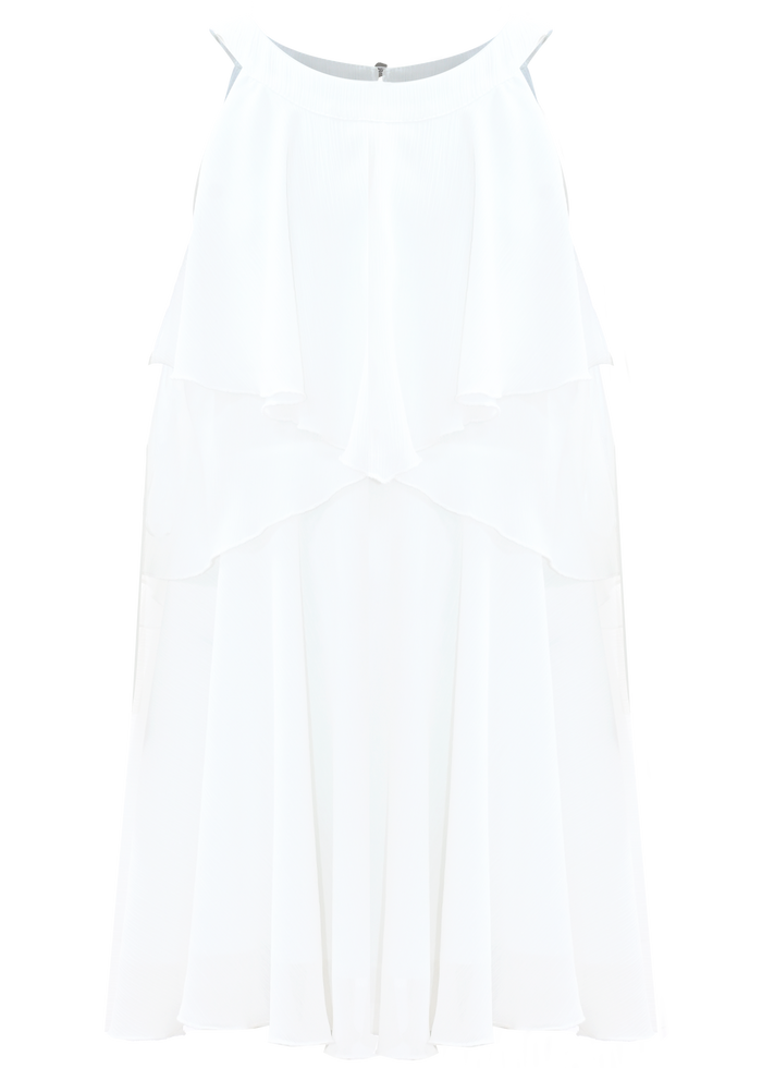 Abito Elegante Bianco Con Volant