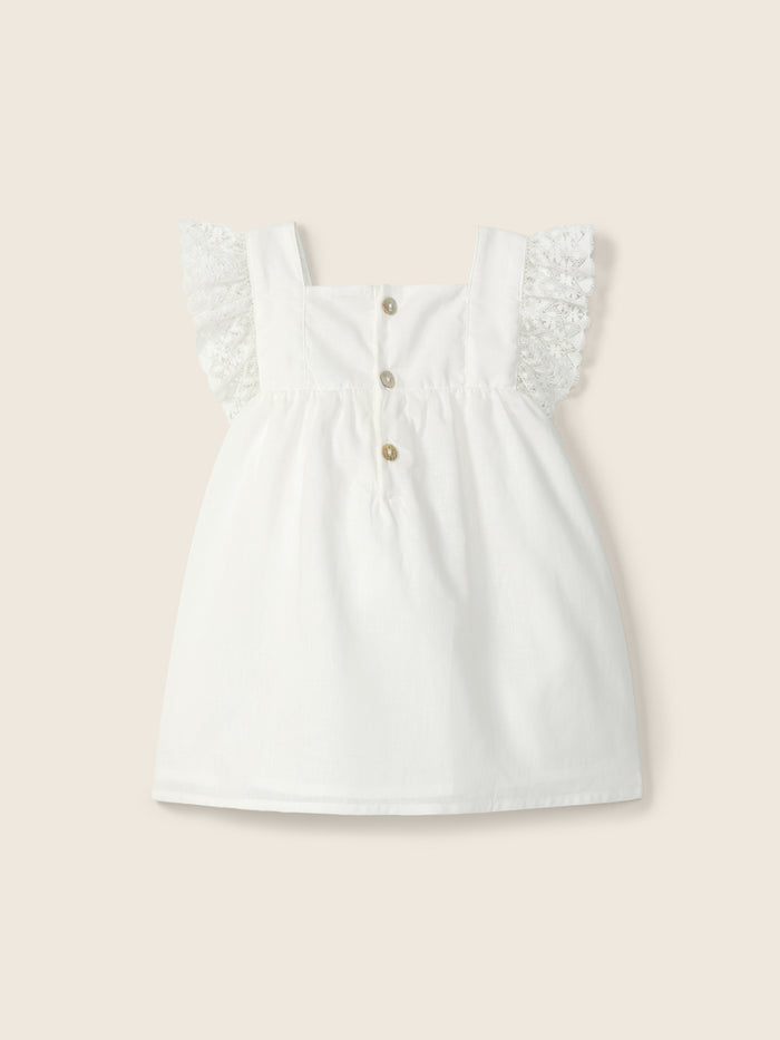 Vestito Smanicato In Cotone Bianco