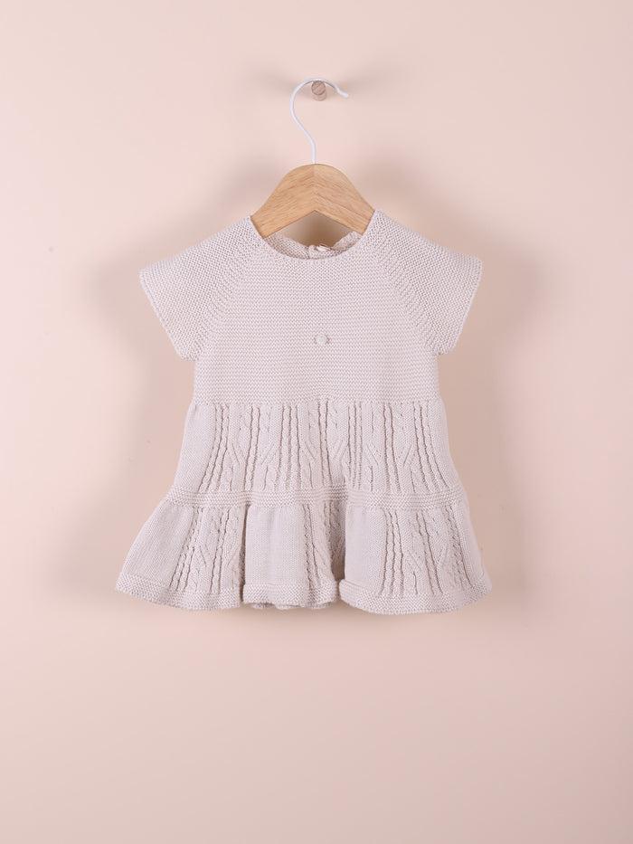 Vestito In Maglia Tricot A Costine E Treccine