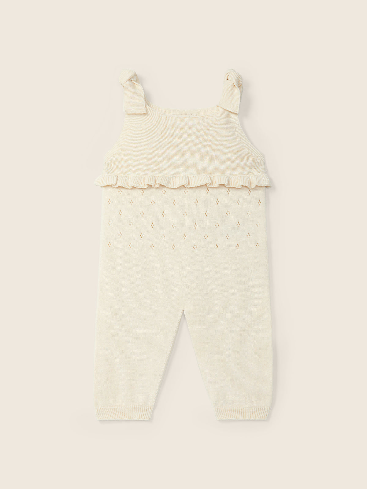Salopette In Maglia Con Volant E Spalline A Nodo Color P