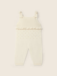 Salopette In Maglia Con Volant E Spalline A Nodo Color P