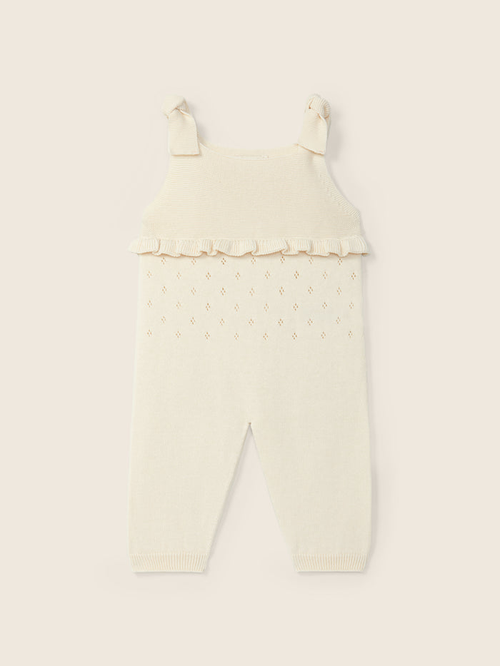 Salopette In Maglia Con Volant E Spalline A Nodo Color P