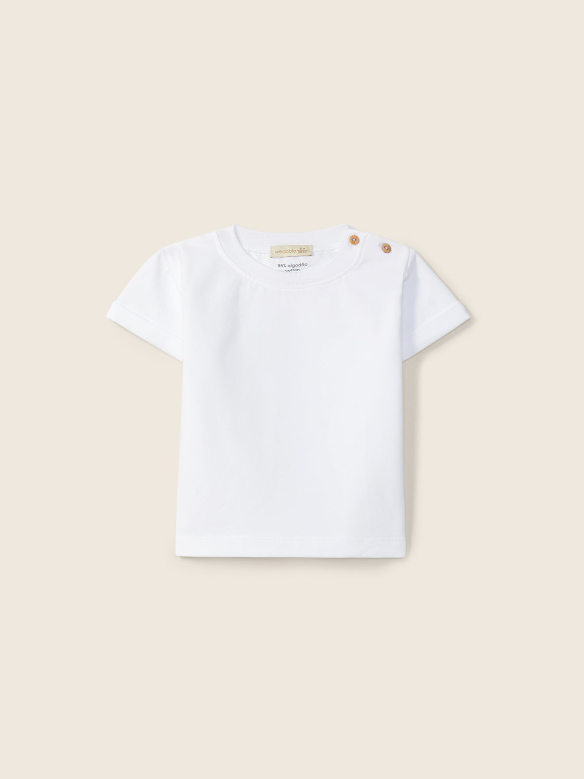T-Shirt Bianca Basic In Cotone Organico E Bottoni