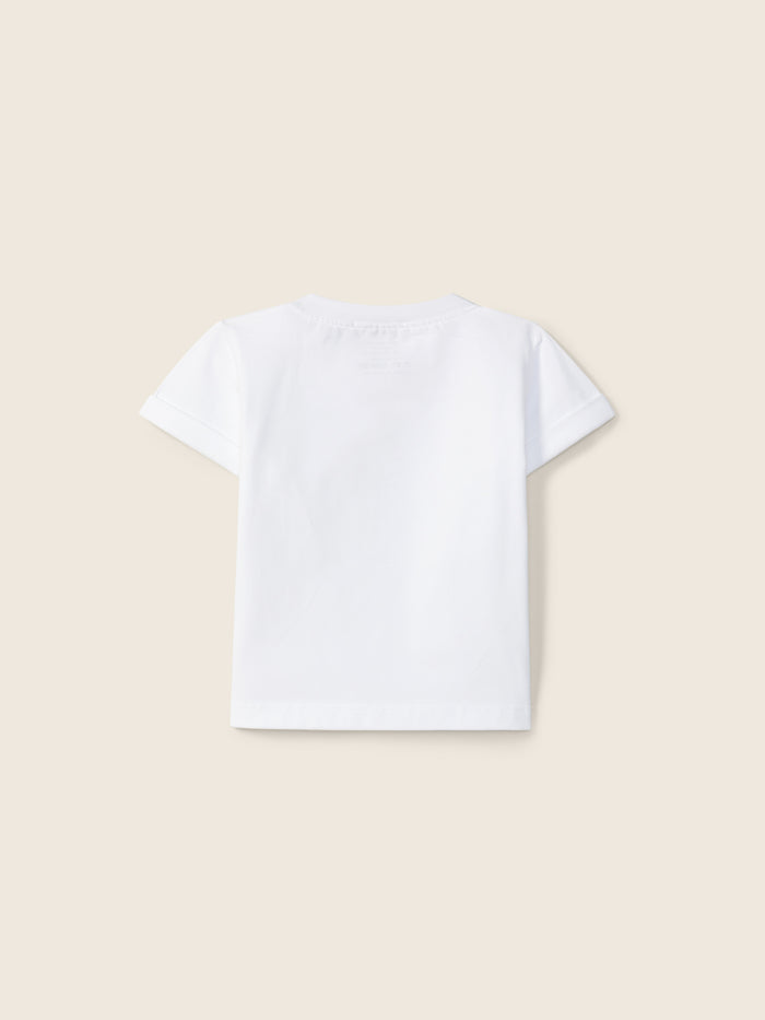 T-Shirt Bianca Basic In Cotone Organico E Bottoni