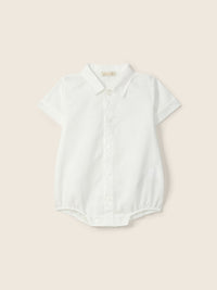 Body Camicia A Maniche Corte In Cotone Bianco