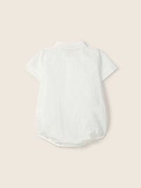 Body Camicia A Maniche Corte In Cotone Bianco
